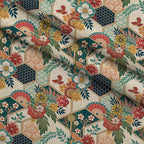 Sakura Fan Patchwork Pattern 4 Fleece Fabric — fleece fabric folded close-up preview (mv-fleece-v1:lying)