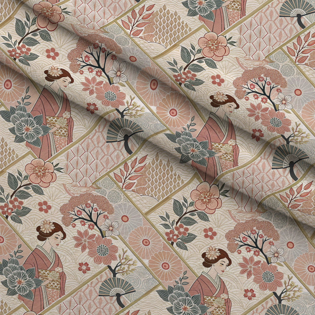 Sakura Fan Patchwork Pattern 5 Fleece Fabric — fleece fabric folded close-up preview (mv-fleece-v1:lying)