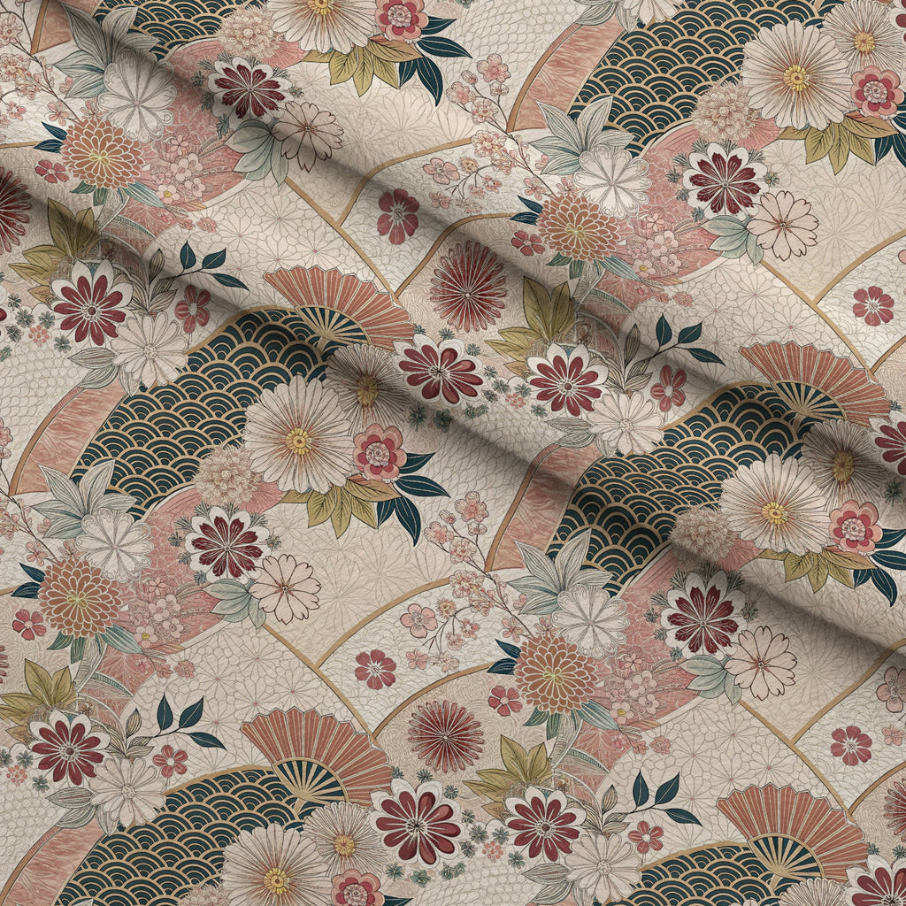 Sakura Fan Patchwork Pattern 6 Fleece Fabric — fleece fabric folded close-up preview (mv-fleece-v1:lying)