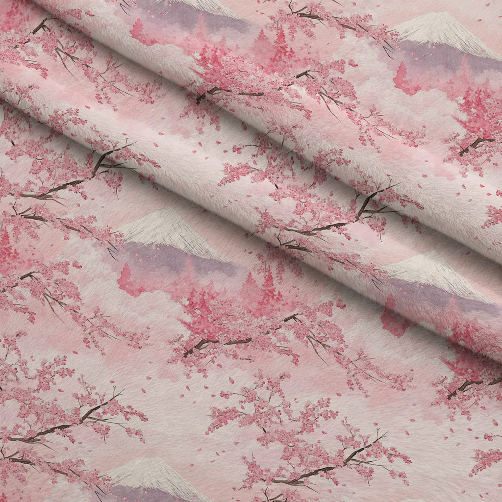 Sakura Summit Pattern 11 Fleece Fabric — fleece fabric folded close-up preview (mv-fleece-v1:lying)