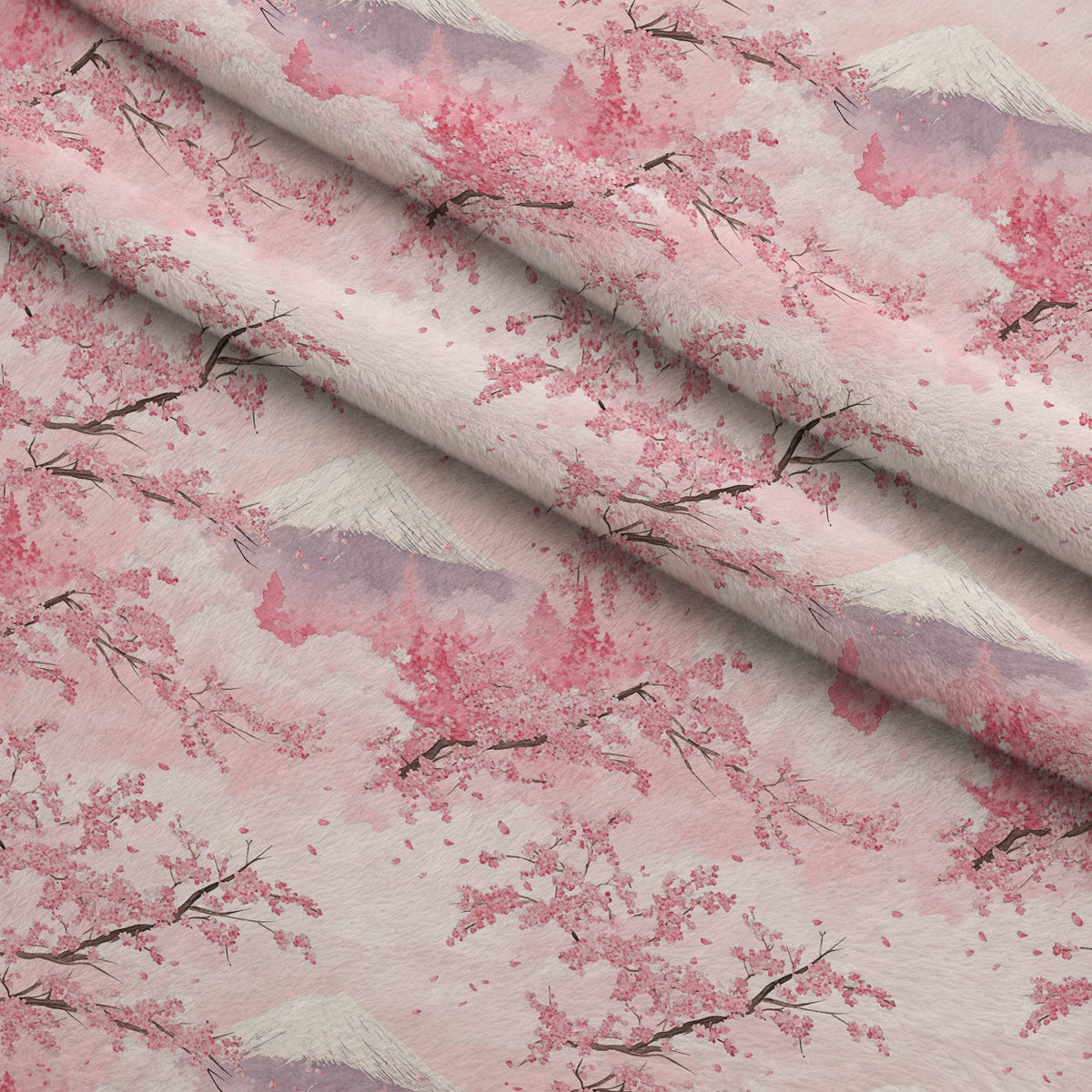 Sakura Summit Pattern 11 Fleece Fabric — fleece fabric folded close-up preview (mv-fleece-v1:lying)