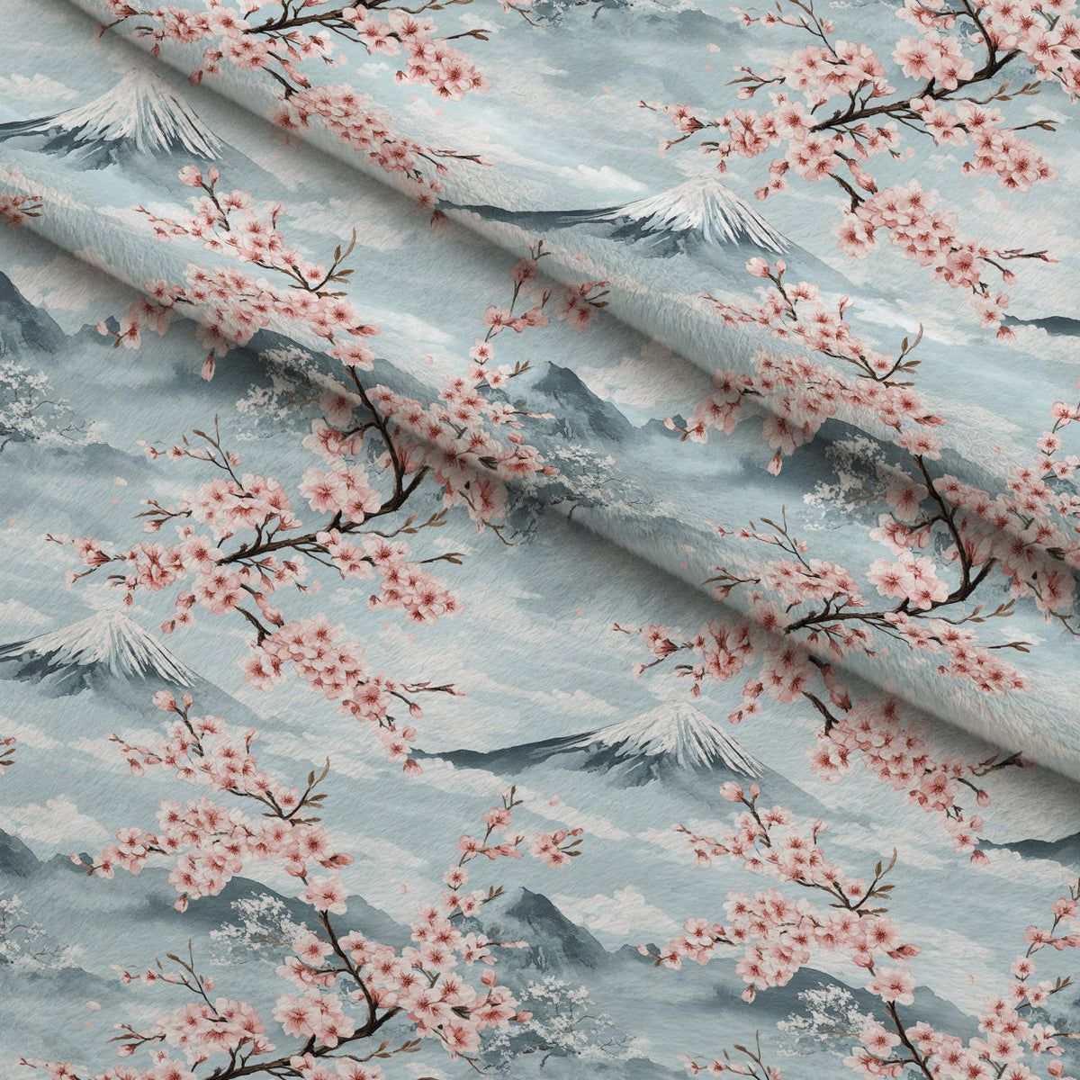 Sakura Summit Pattern 6 Fleece Fabric — fleece fabric folded close-up preview (mv-fleece-v1:lying)