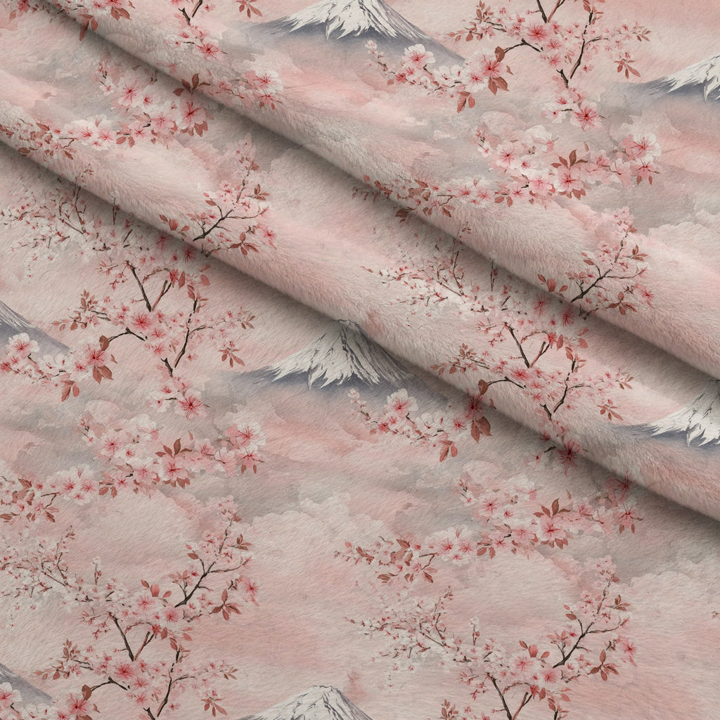 Sakura Summit Pattern 7 Fleece Fabric — fleece fabric folded close-up preview (mv-fleece-v1:lying)