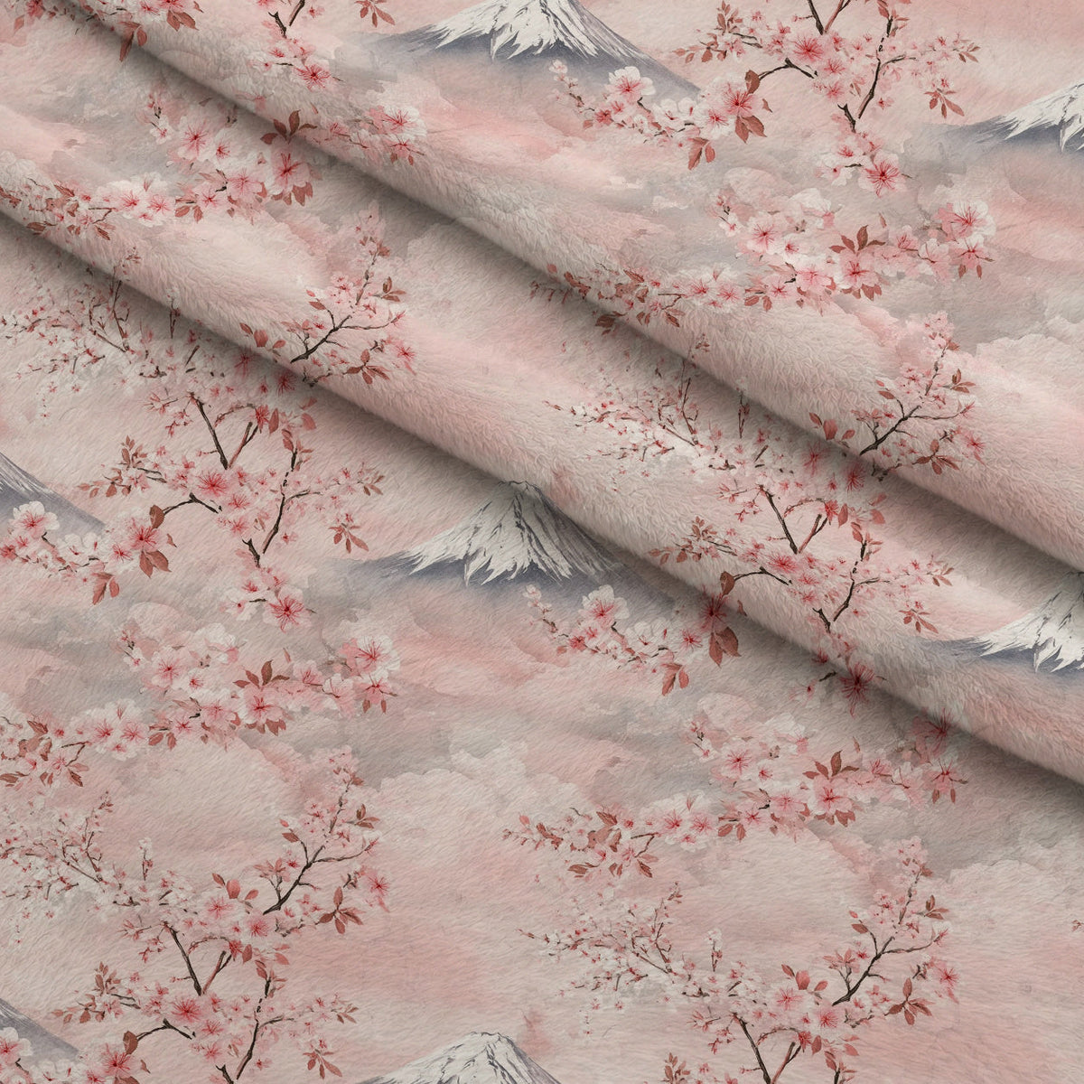 Sakura Summit Pattern 7 Fleece Fabric — fleece fabric folded close-up preview (mv-fleece-v1:lying)