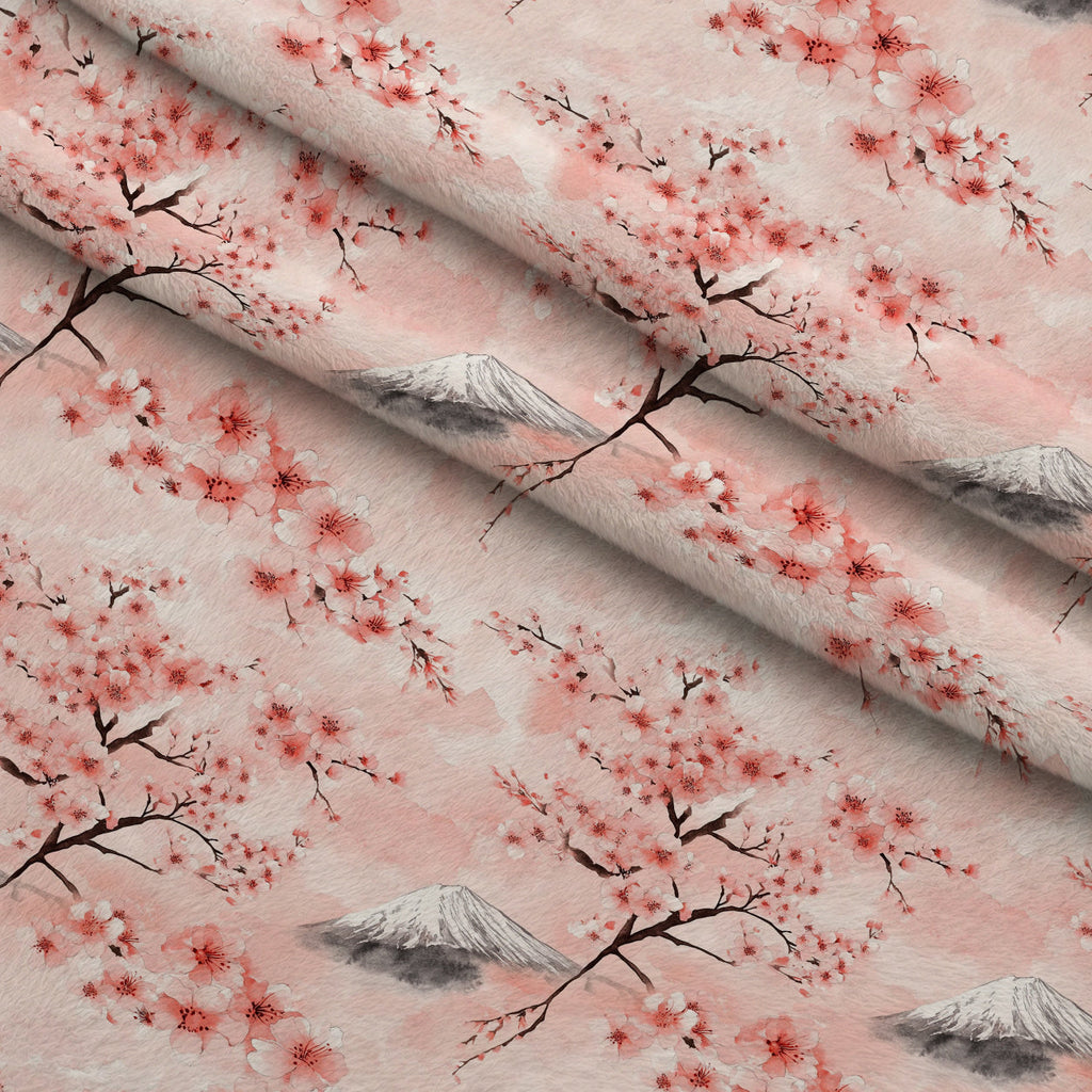 Sakura Summit Pattern 9 Fleece Fabric — fleece fabric folded close-up preview (mv-fleece-v1:lying)