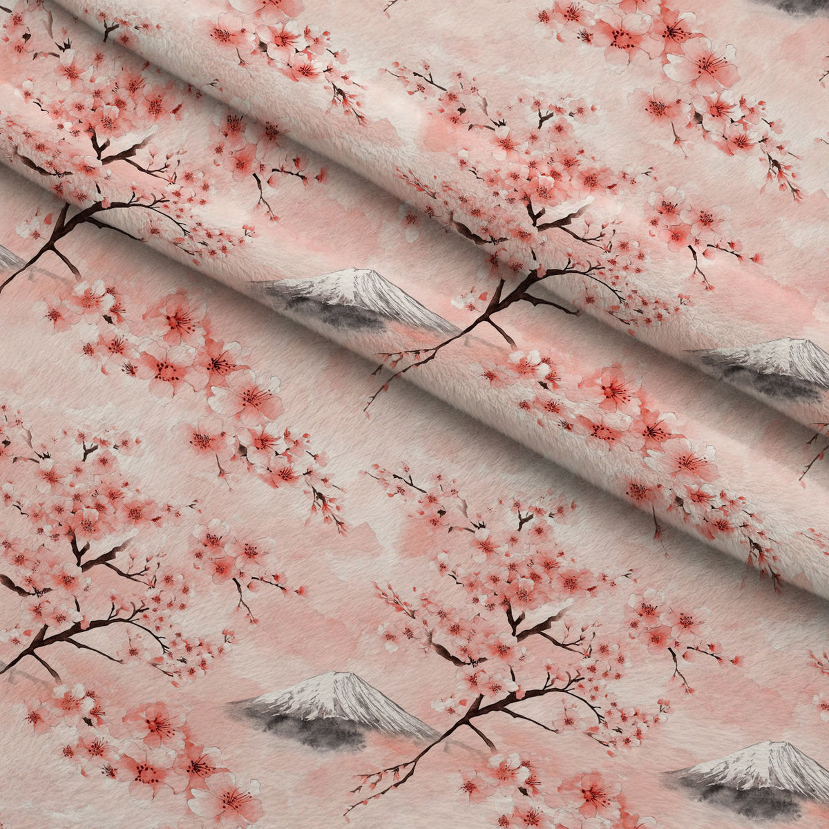 Sakura Summit Pattern 9 Fleece Fabric — fleece fabric folded close-up preview (mv-fleece-v1:lying)