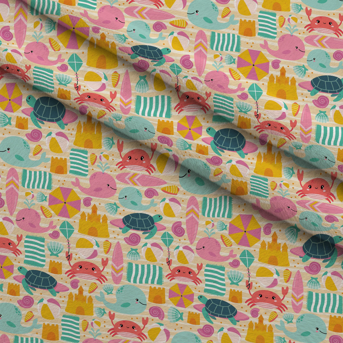 Sandy Shores Pattern 1 Fleece Fabric — fleece fabric folded close-up preview (mv-fleece-v1:lying)