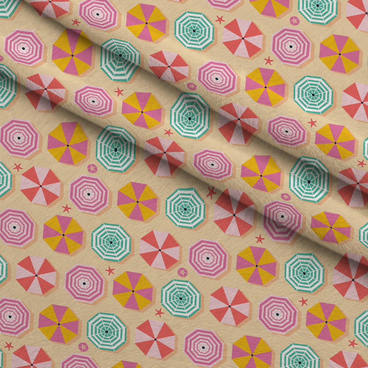 Sandy Shores Pattern 2 Fleece Fabric — fleece fabric folded close-up preview (mv-fleece-v1:lying)