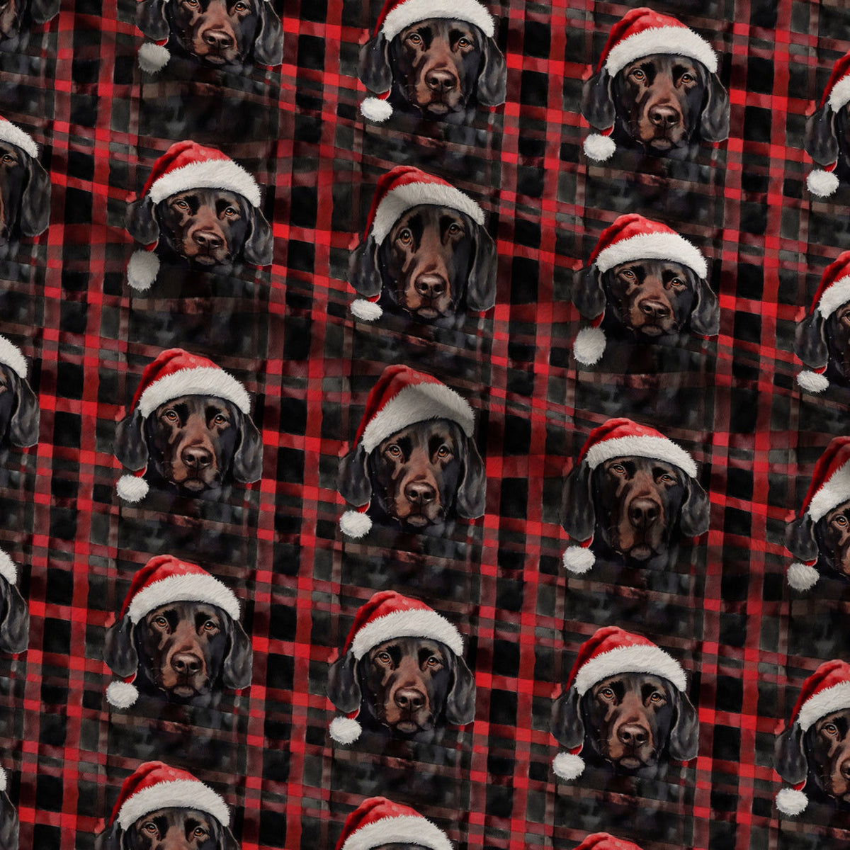 Santa Paws Plaid Pattern 1 Fleece Fabric — fleece fabric folded close-up preview (mv-fleece-v1:lying)