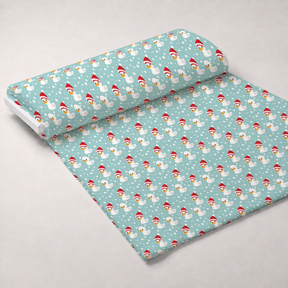 Santa Quackers Pattern 1 Fleece Fabric — fleece fabric unrolled bolt preview (mv-fleece-v1:bolt)