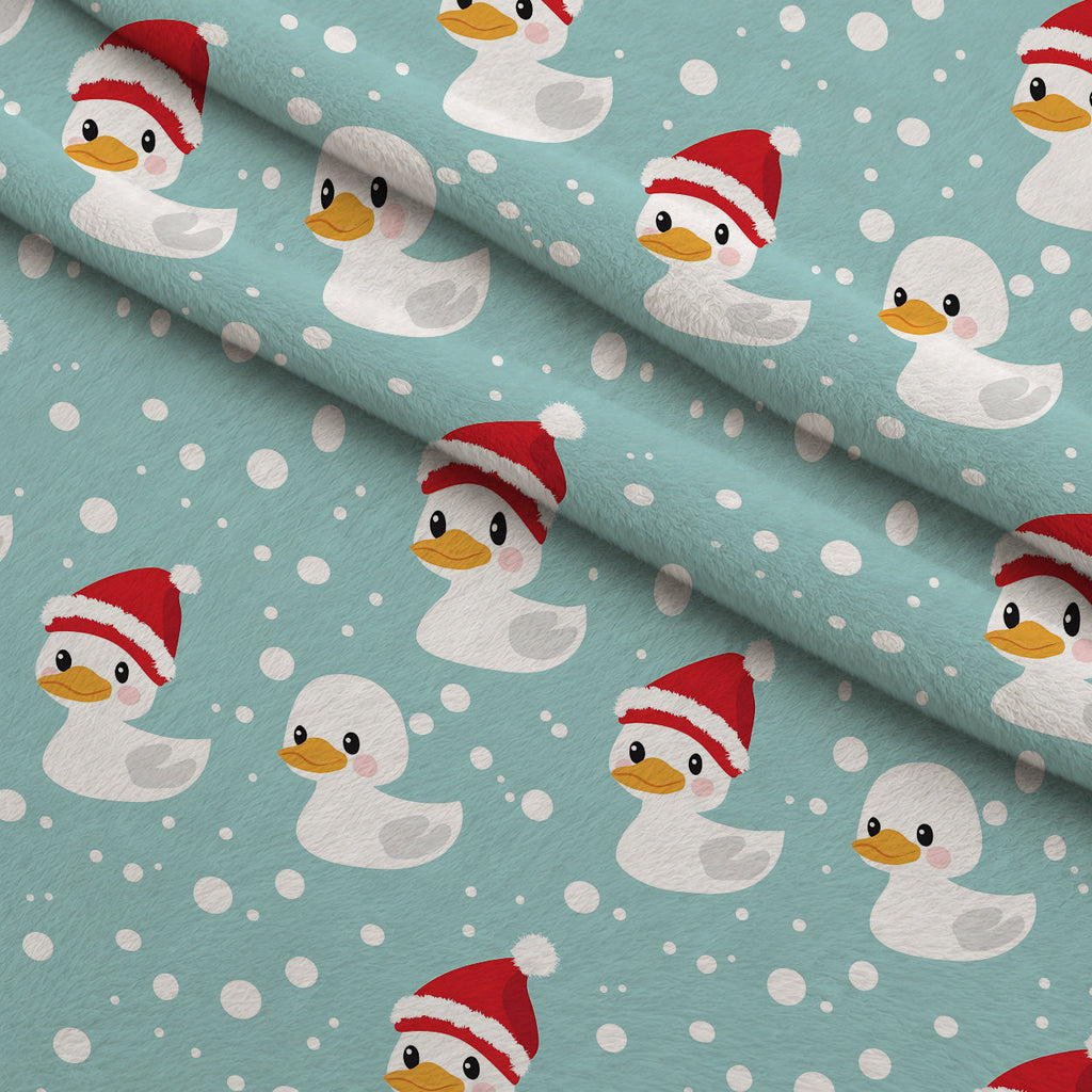 Santa Quackers Pattern 1 Fleece Fabric — fleece fabric folded close-up preview (mv-fleece-v1:lying)