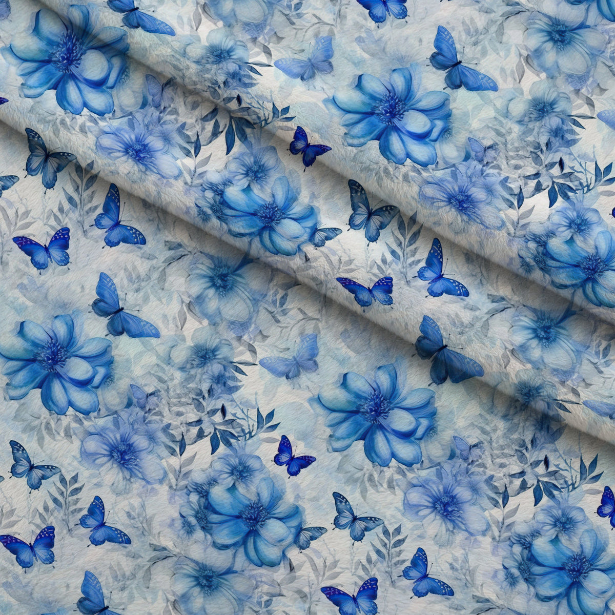 Sapphire Flutter Pattern 2 Fleece Fabric — fleece fabric folded close-up preview (mv-fleece-v1:lying)
