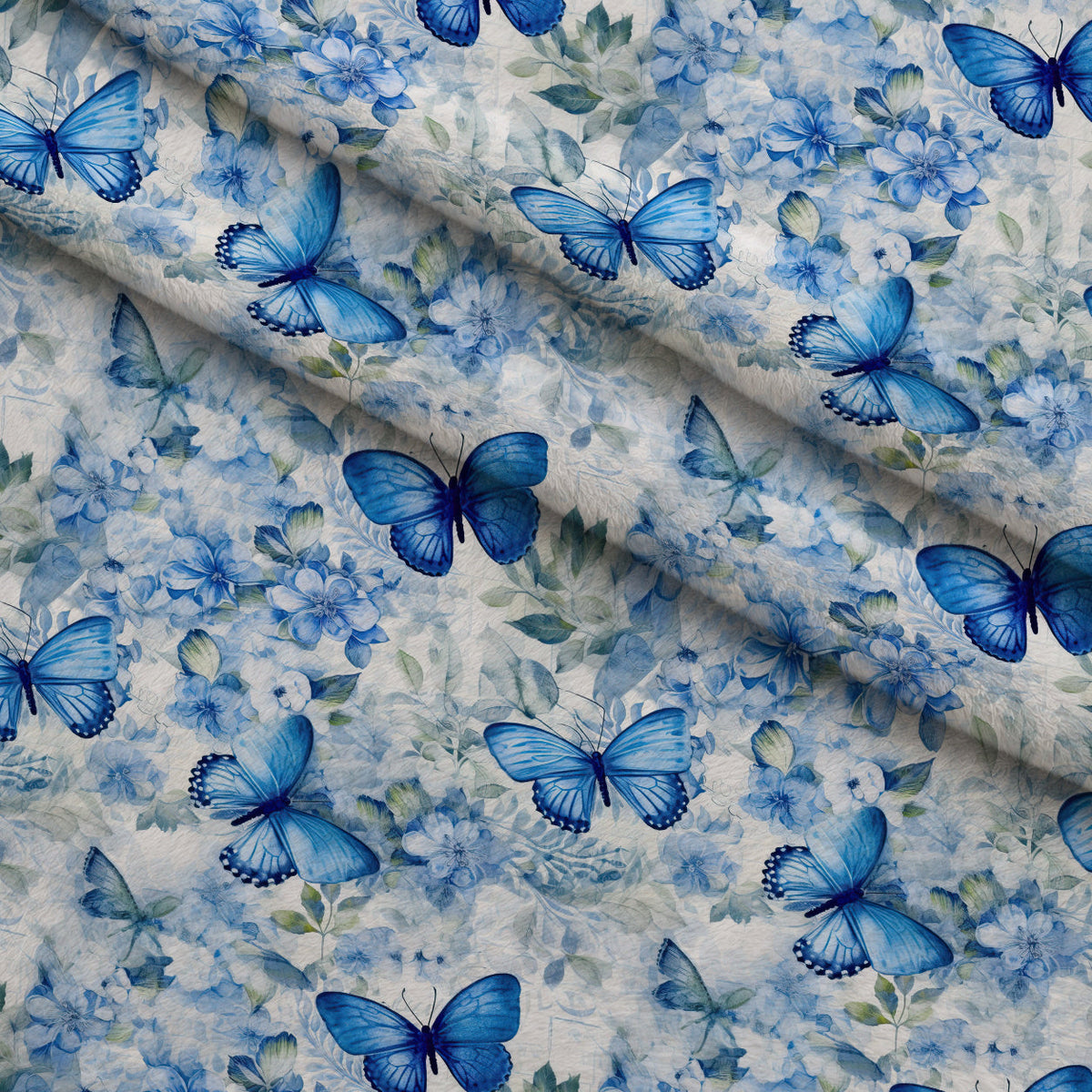 Sapphire Flutter Pattern 3 Fleece Fabric — fleece fabric folded close-up preview (mv-fleece-v1:lying)