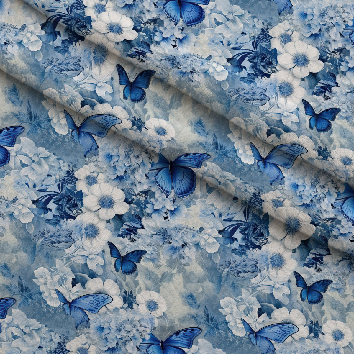 Sapphire Flutter Pattern 8 Fleece Fabric — fleece fabric folded close-up preview (mv-fleece-v1:lying)