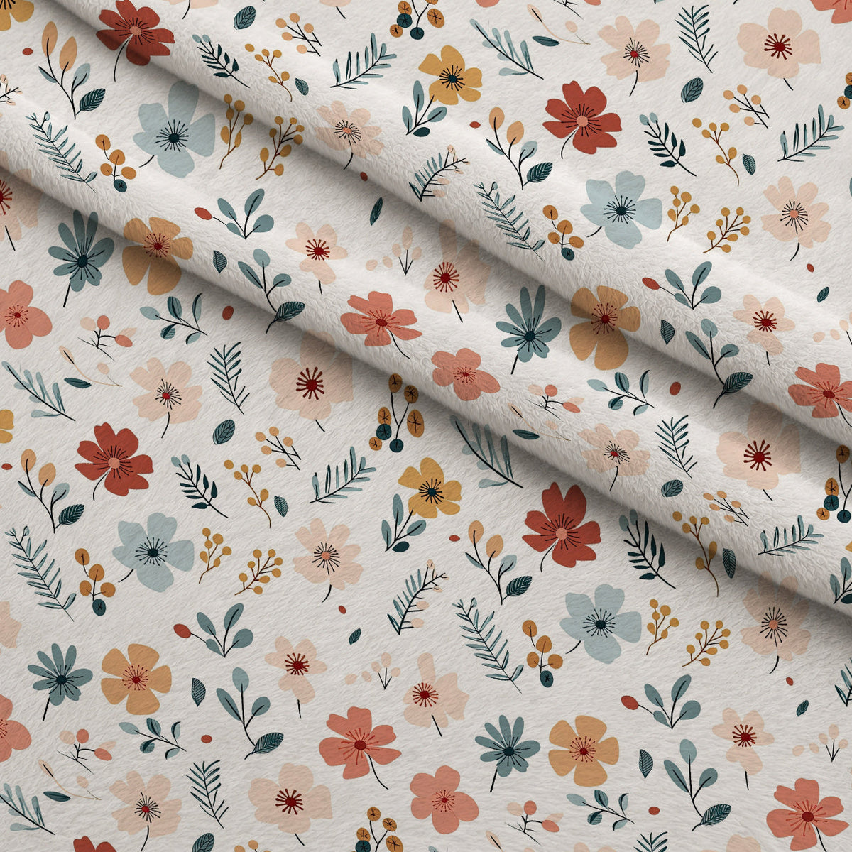 Scandi Meadow Pattern 2 Fleece Fabric — fleece fabric folded close-up preview (mv-fleece-v1:lying)
