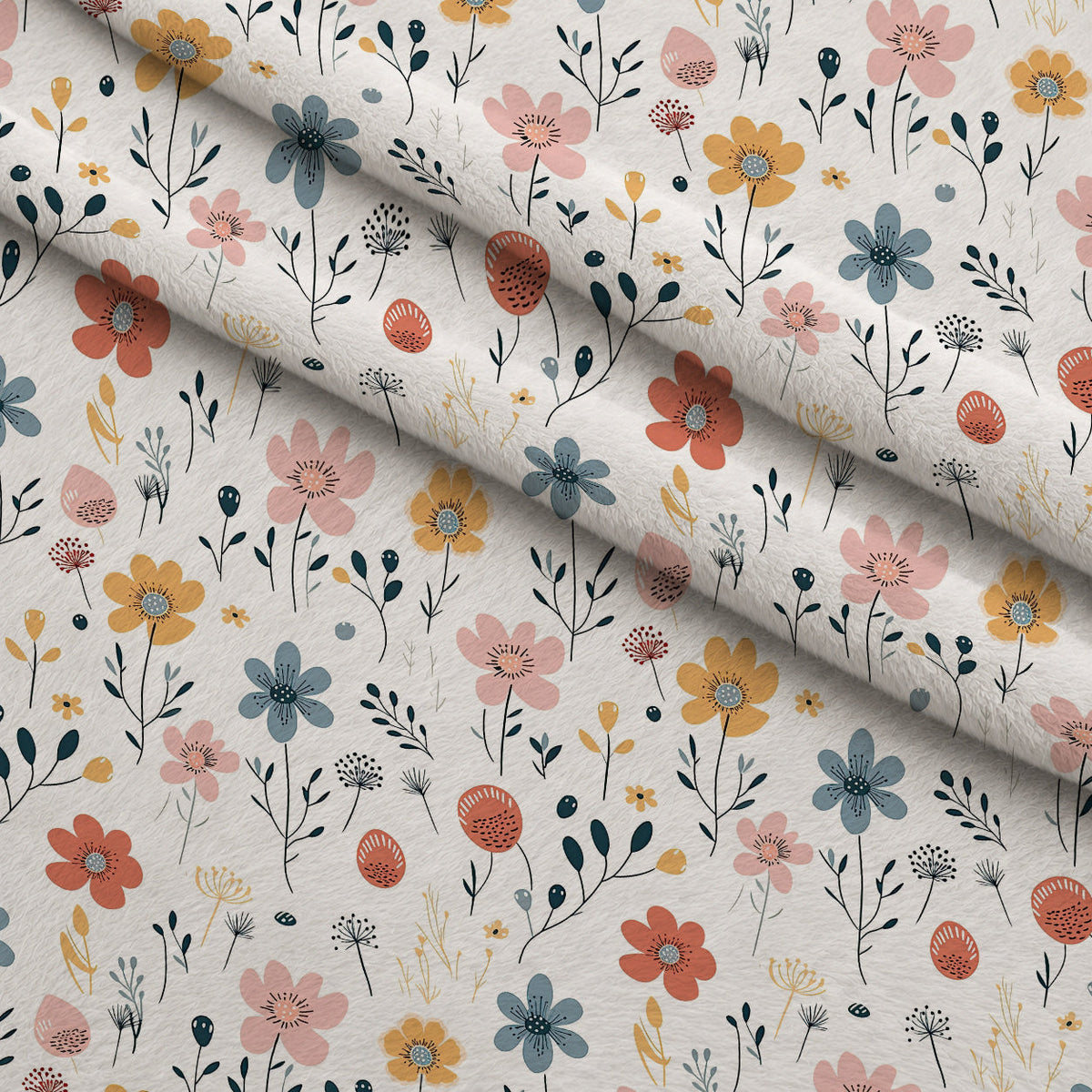 Scandi Meadow Pattern 8 Fleece Fabric — fleece fabric folded close-up preview (mv-fleece-v1:lying)