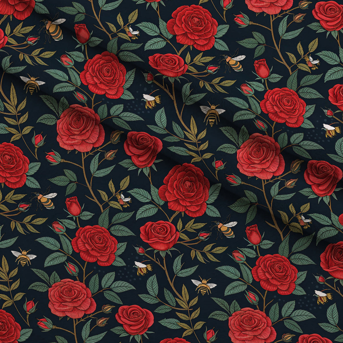 Scarlet Hive Pattern 17 Fleece Fabric — fleece fabric folded close-up preview (mv-fleece-v1:lying)