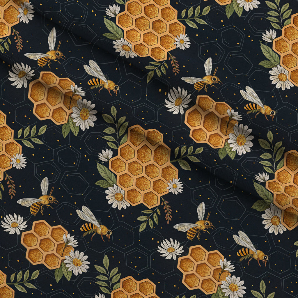 Scarlet Hive Pattern 18 Fleece Fabric — fleece fabric folded close-up preview (mv-fleece-v1:lying)