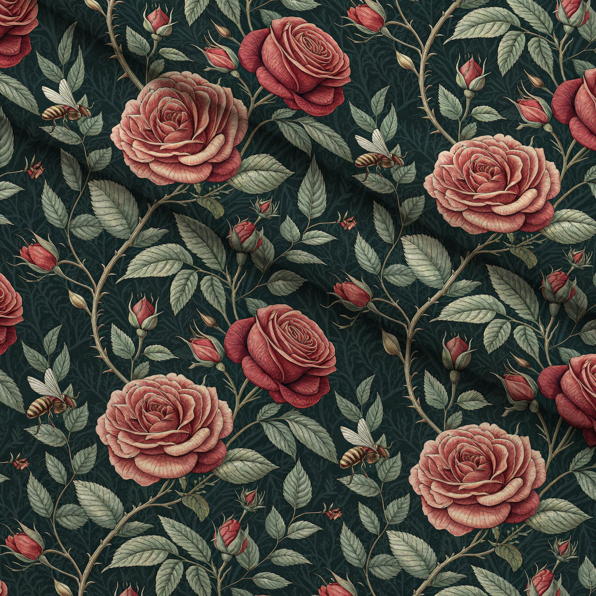 Scarlet Hive Pattern 2 Fleece Fabric — fleece fabric folded close-up preview (mv-fleece-v1:lying)
