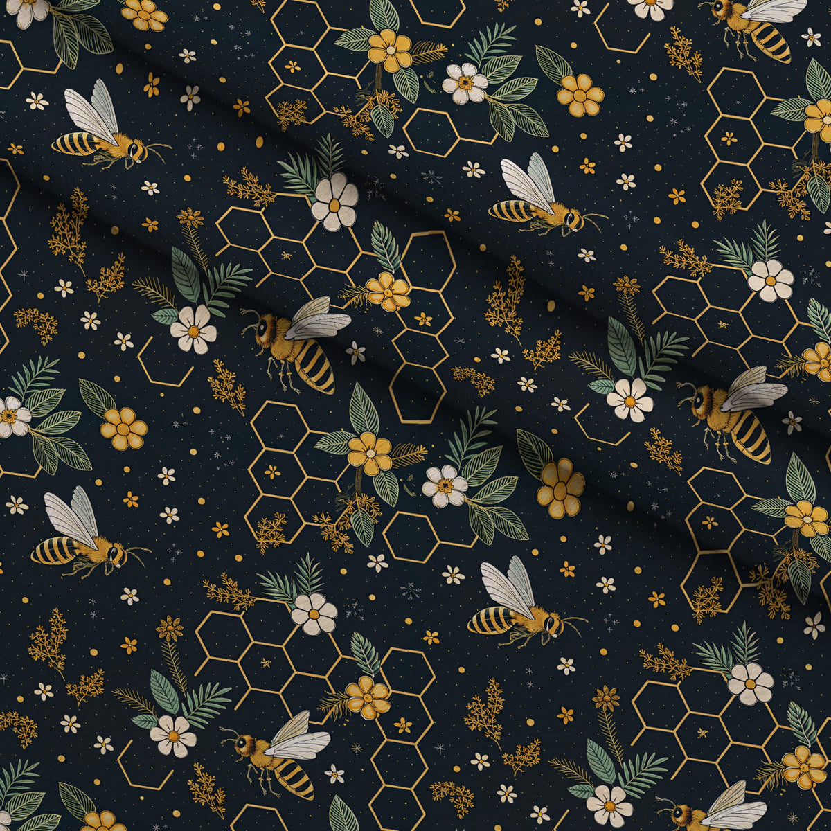 Scarlet Hive Pattern 20 Fleece Fabric — fleece fabric folded close-up preview (mv-fleece-v1:lying)
