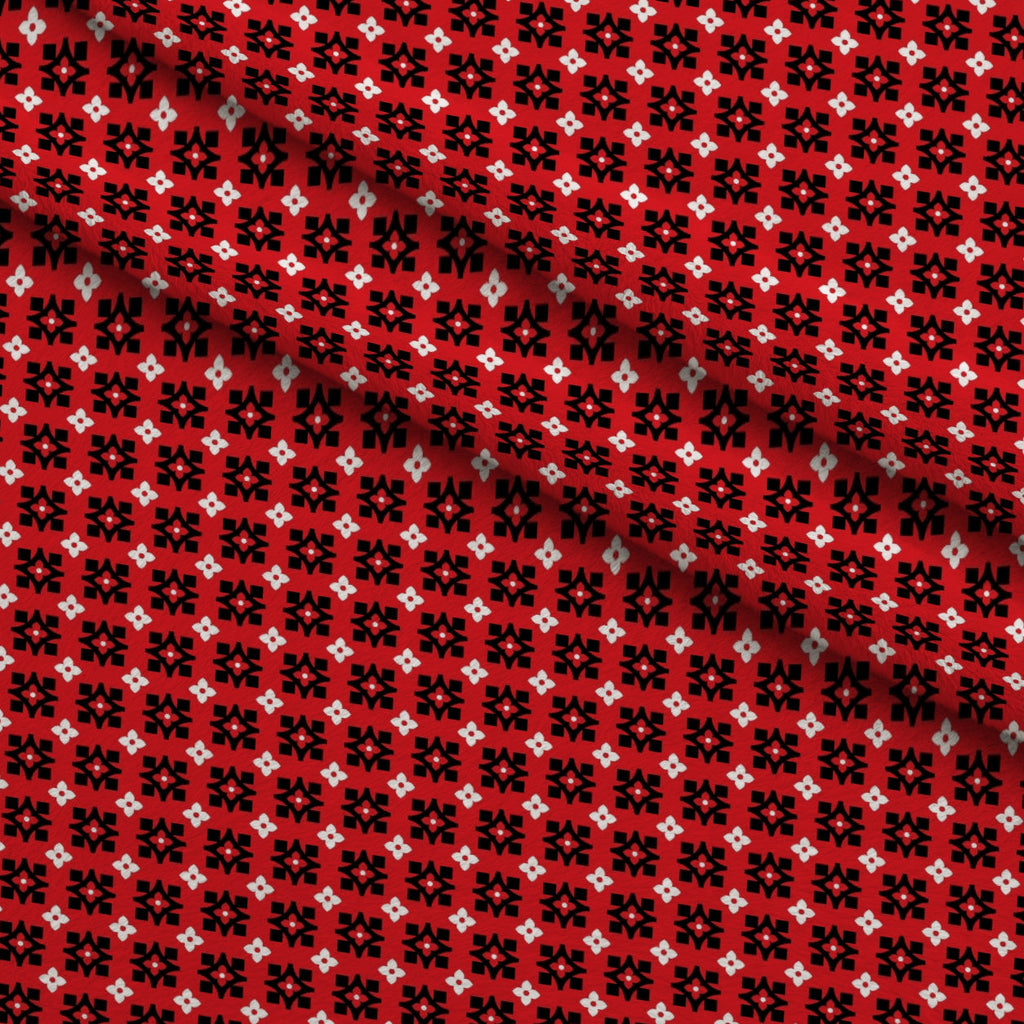 Scarlet Paisley Pattern 10 Fleece Fabric — fleece fabric folded close-up preview (mv-fleece-v1:lying)
