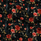 Scarlet Tartan Blooms Pattern 12 Fleece Fabric — fleece fabric folded close-up preview (mv-fleece-v1:lying)