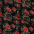 Scarlet Tartan Blooms Pattern 3 Fleece Fabric — fleece fabric folded close-up preview (mv-fleece-v1:lying)