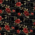 Scarlet Tartan Blooms Pattern 5 Fleece Fabric — fleece fabric folded close-up preview (mv-fleece-v1:lying)