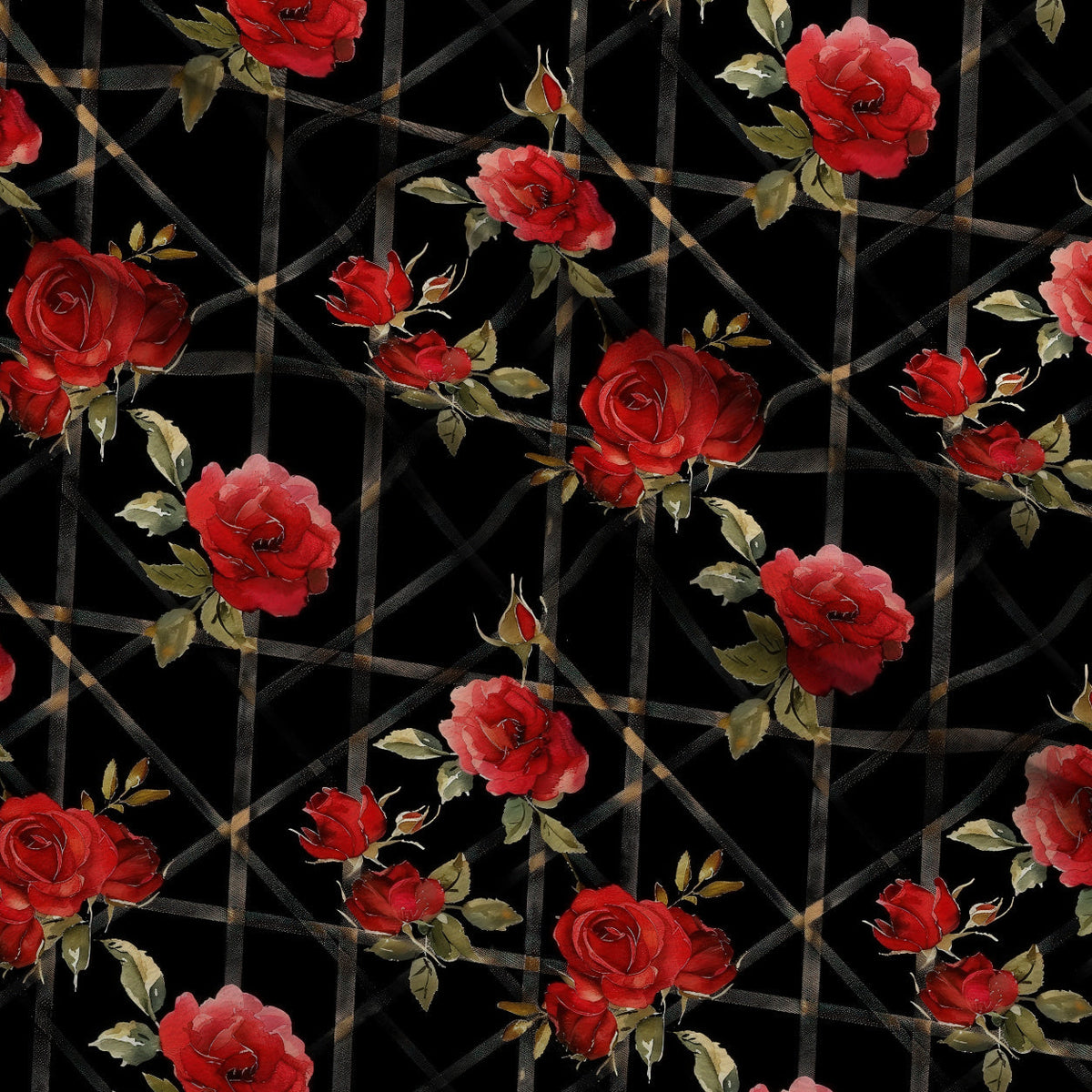 Scarlet Tartan Blooms Pattern 6 Fleece Fabric — fleece fabric folded close-up preview (mv-fleece-v1:lying)