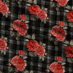 Scarlet Tartan Blooms Pattern 7 Fleece Fabric — fleece fabric folded close-up preview (mv-fleece-v1:lying)