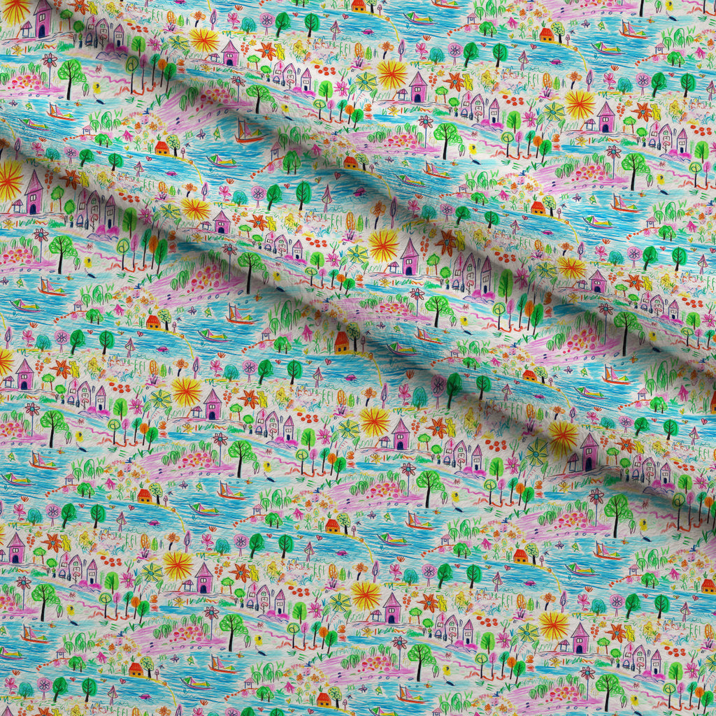 Scribble Sunshine Pattern 1 Fleece Fabric — fleece fabric folded close-up preview (mv-fleece-v1:lying)