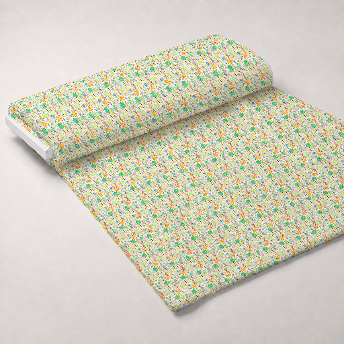 Scribble Sunshine Pattern 2 Fleece Fabric — fleece fabric unrolled bolt preview (mv-fleece-v1:bolt)