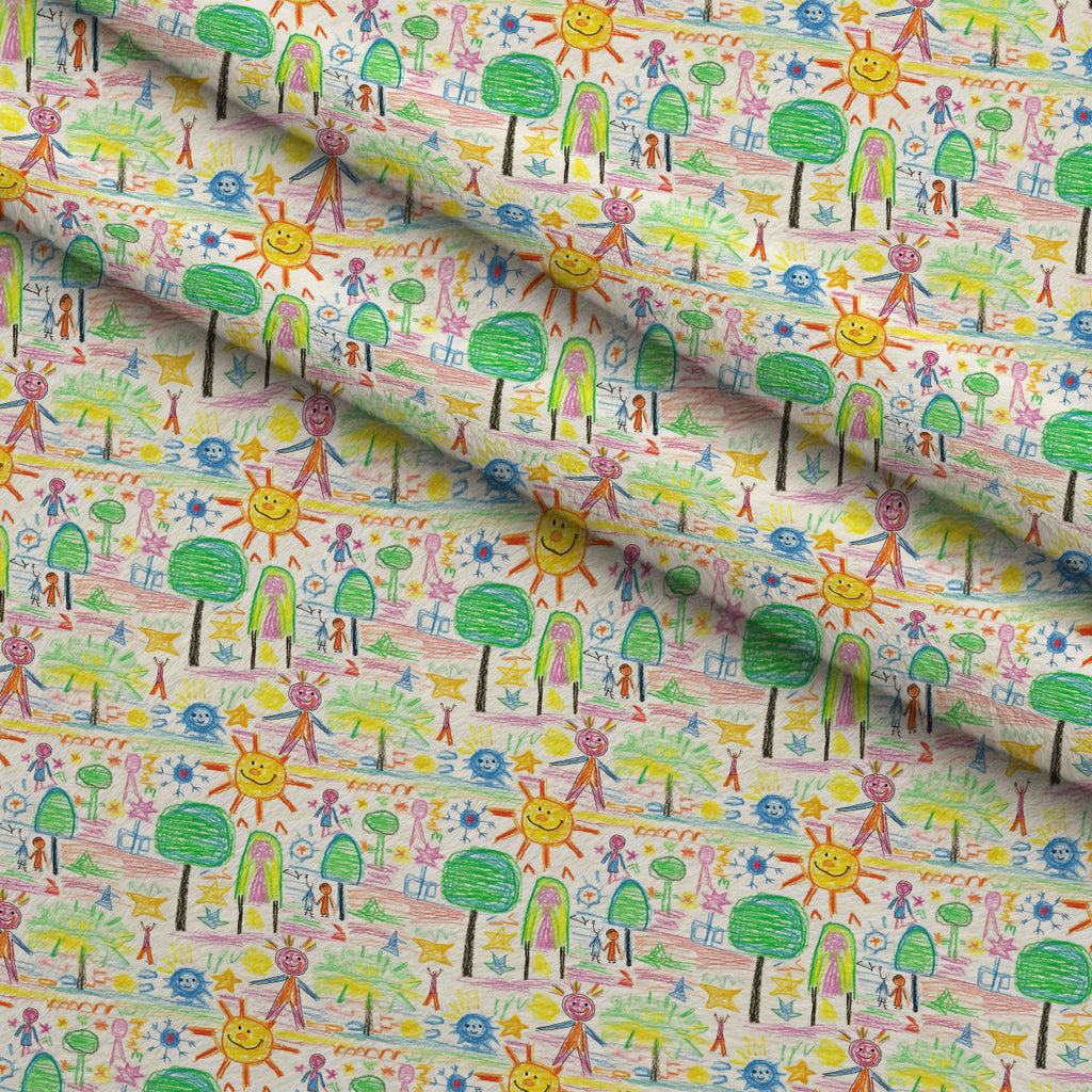 Scribble Sunshine Pattern 2 Fleece Fabric — fleece fabric folded close-up preview (mv-fleece-v1:lying)