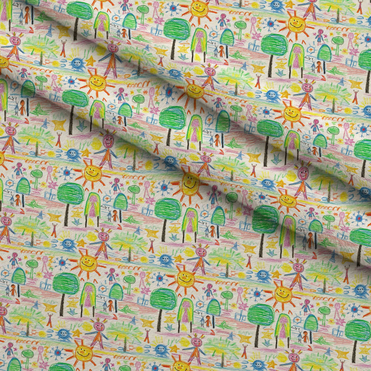 Scribble Sunshine Pattern 2 Fleece Fabric — fleece fabric folded close-up preview (mv-fleece-v1:lying)