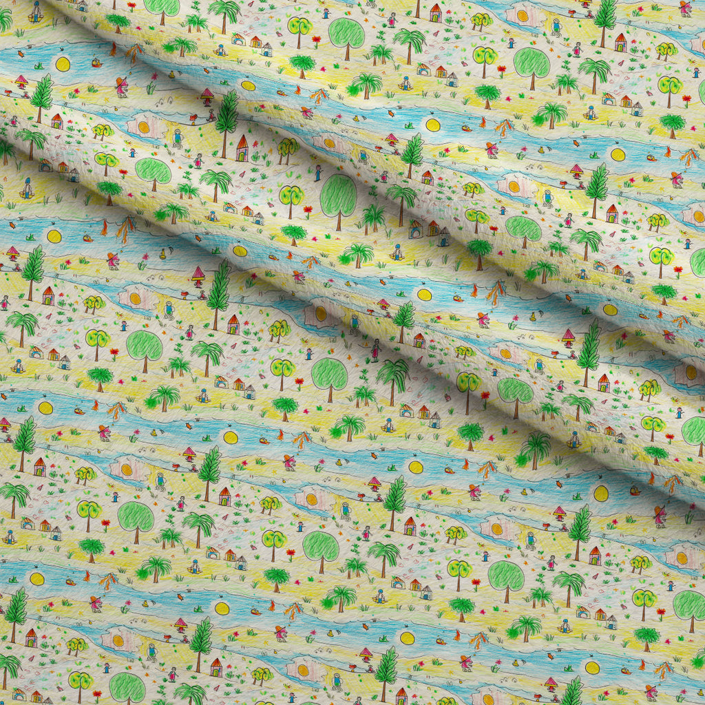 Scribble Sunshine Pattern 3 Fleece Fabric — fleece fabric folded close-up preview (mv-fleece-v1:lying)