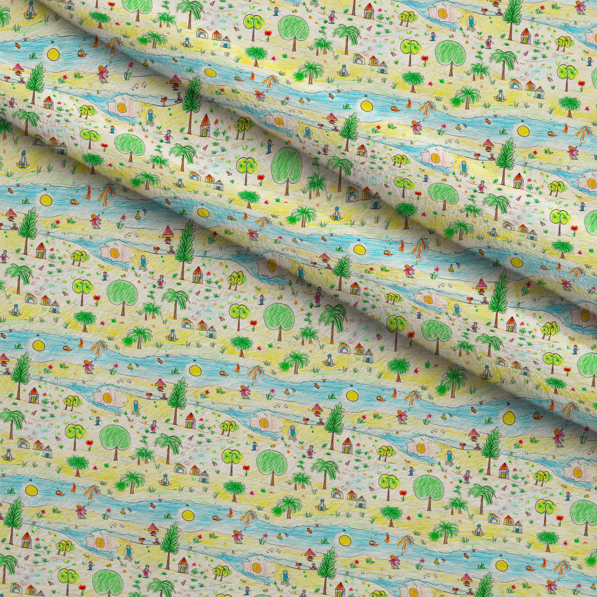 Scribble Sunshine Pattern 3 Fleece Fabric — fleece fabric folded close-up preview (mv-fleece-v1:lying)