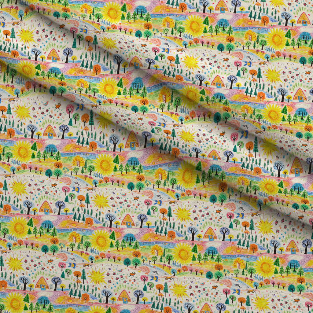 Scribble Sunshine Pattern 4 Fleece Fabric — fleece fabric folded close-up preview (mv-fleece-v1:lying)