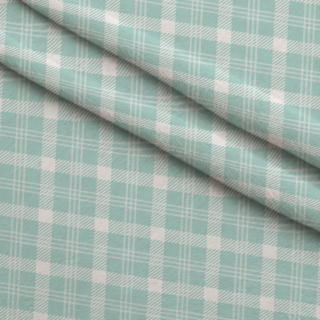 Seafoam Gingham Pattern 12 Fleece Fabric — fleece fabric folded close-up preview (mv-fleece-v1:lying)