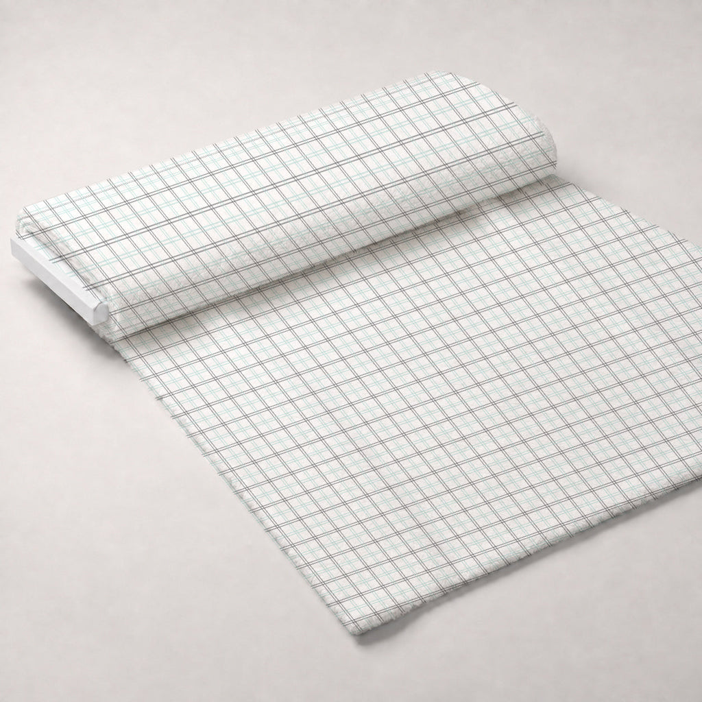 Seafoam Gingham Pattern 16 Fleece Fabric — fleece fabric unrolled bolt preview (mv-fleece-v1:bolt)