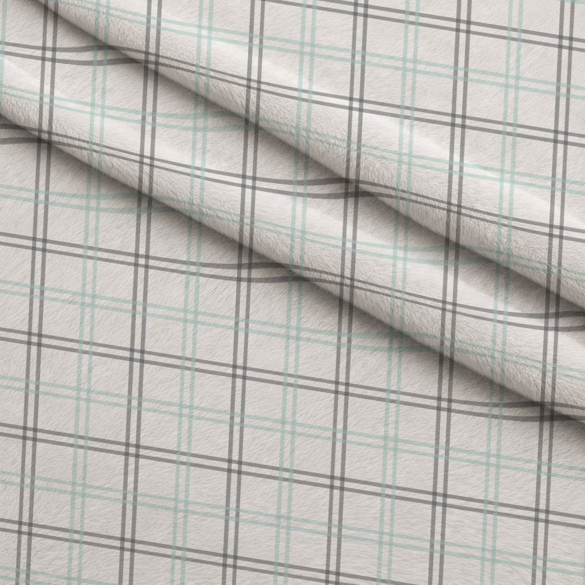 Seafoam Gingham Pattern 16 Fleece Fabric — fleece fabric folded close-up preview (mv-fleece-v1:lying)