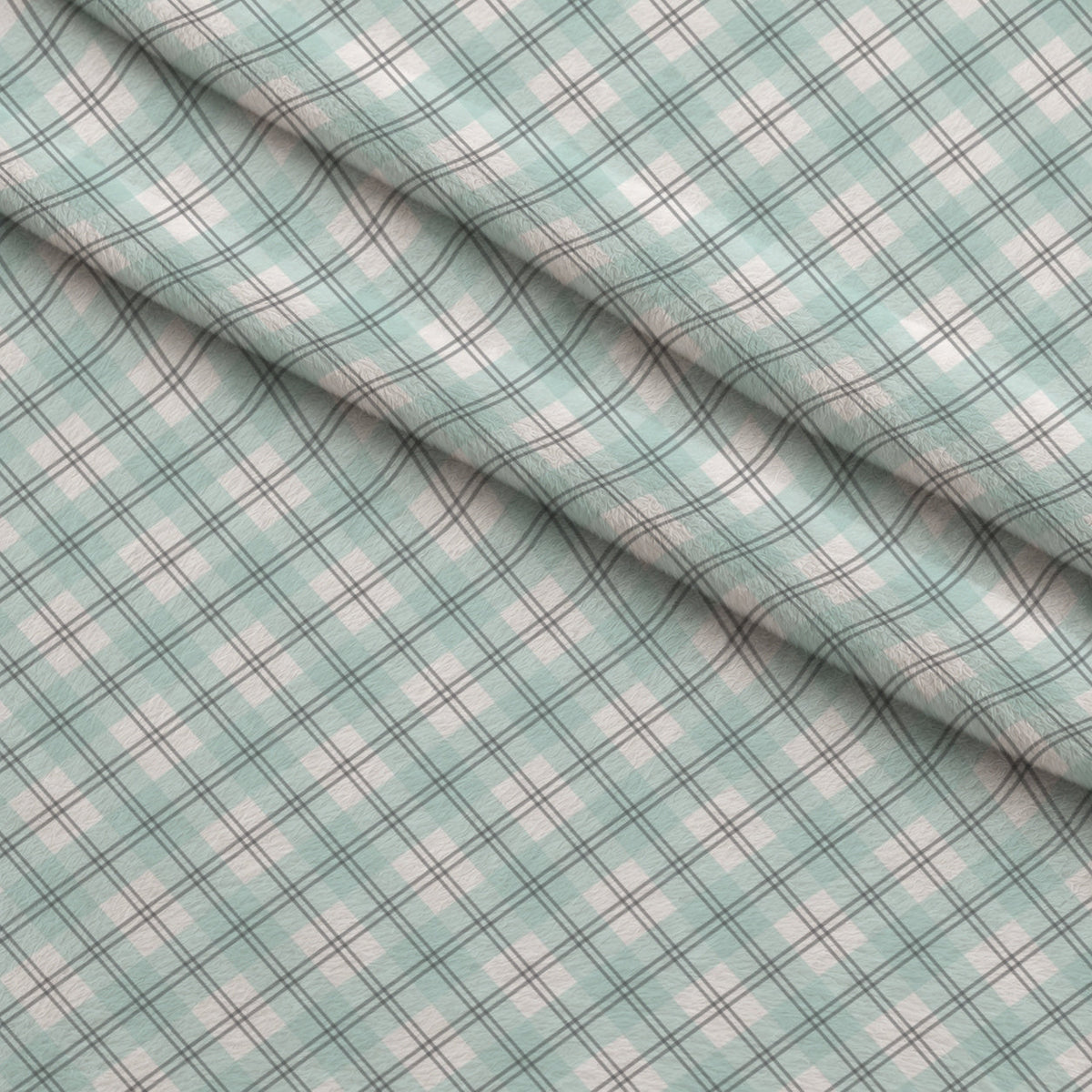 Seafoam Gingham Pattern 17 Fleece Fabric — fleece fabric folded close-up preview (mv-fleece-v1:lying)