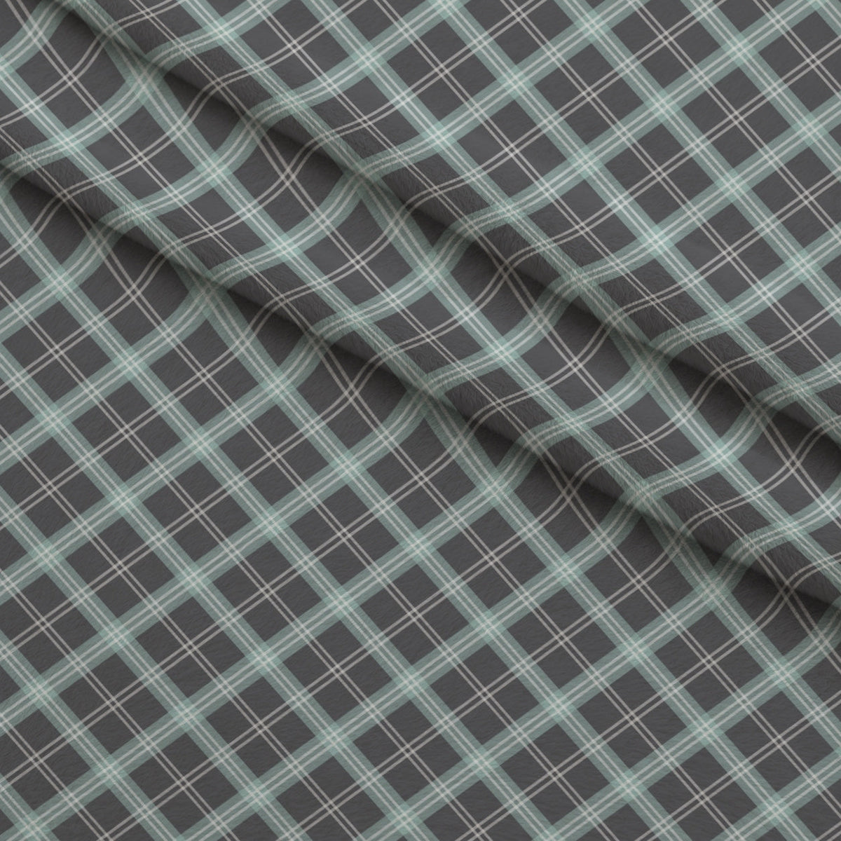 Seafoam Gingham Pattern 18 Fleece Fabric — fleece fabric folded close-up preview (mv-fleece-v1:lying)