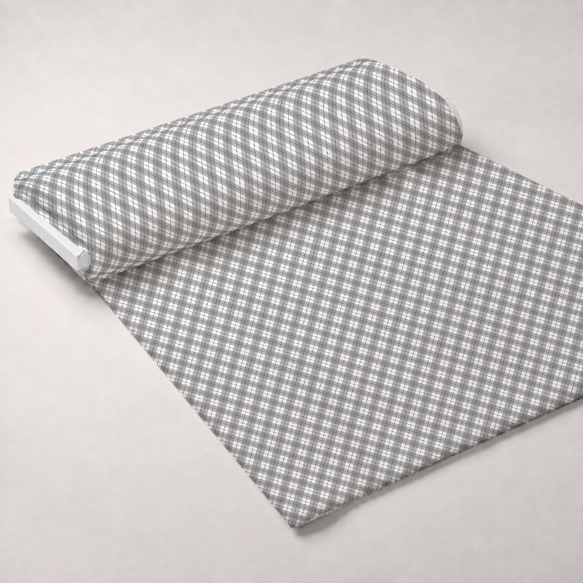 Seafoam Gingham Pattern 19 Fleece Fabric — fleece fabric unrolled bolt preview (mv-fleece-v1:bolt)