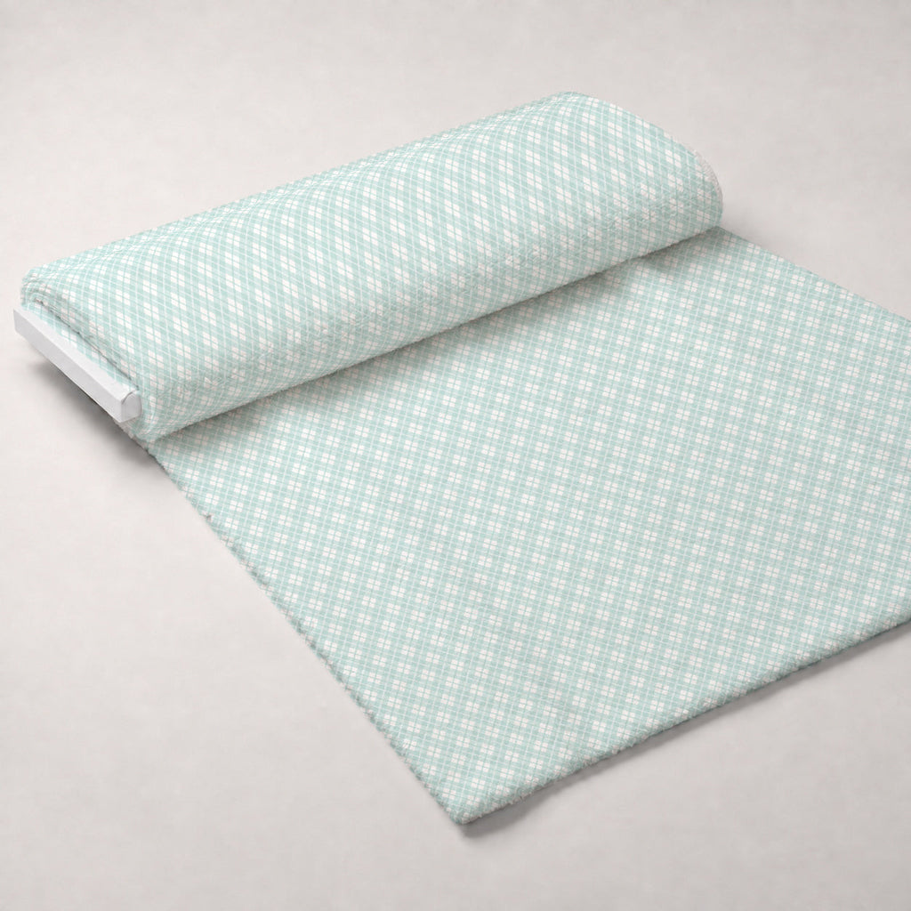 Seafoam Gingham Pattern 2 Fleece Fabric — fleece fabric unrolled bolt preview (mv-fleece-v1:bolt)