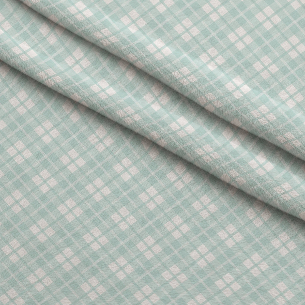 Seafoam Gingham Pattern 2 Fleece Fabric — fleece fabric folded close-up preview (mv-fleece-v1:lying)