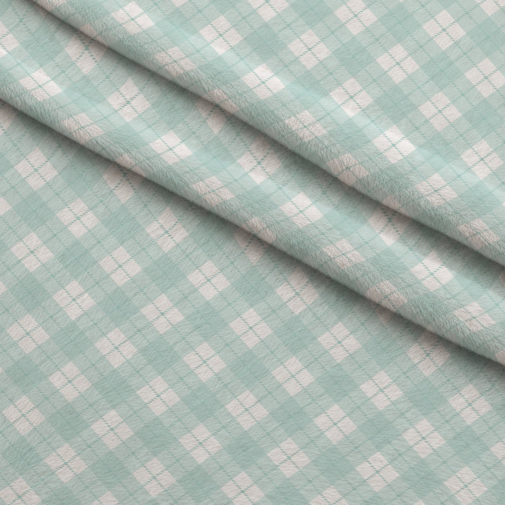 Seafoam Gingham Pattern 20 Fleece Fabric — fleece fabric folded close-up preview (mv-fleece-v1:lying)