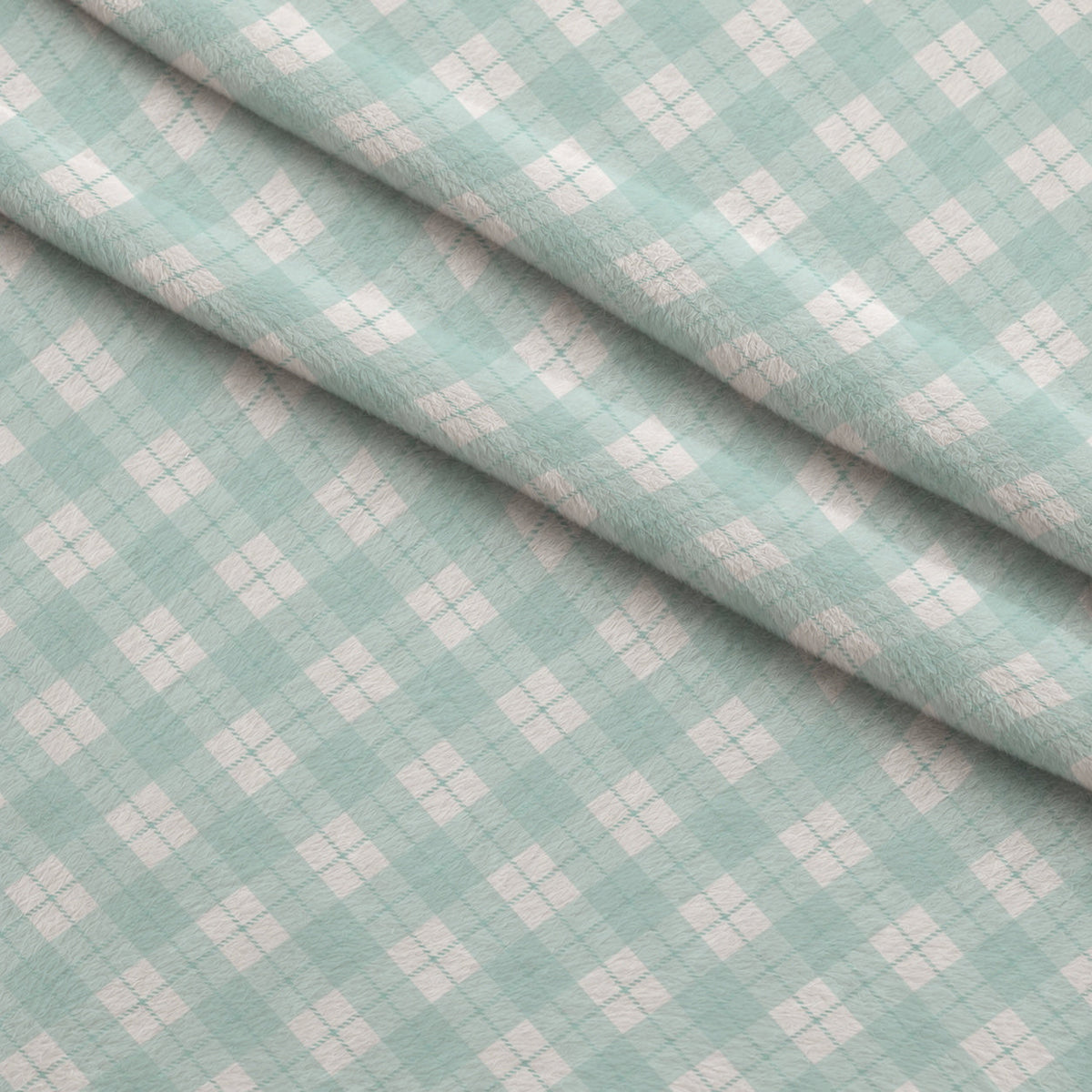 Seafoam Gingham Pattern 20 Fleece Fabric — fleece fabric folded close-up preview (mv-fleece-v1:lying)