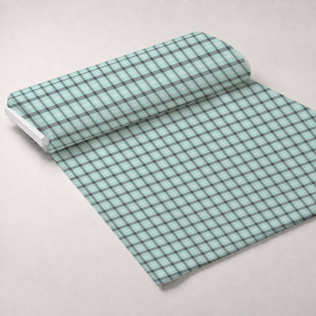 Seafoam Gingham Pattern 9 Fleece Fabric — fleece fabric unrolled bolt preview (mv-fleece-v1:bolt)