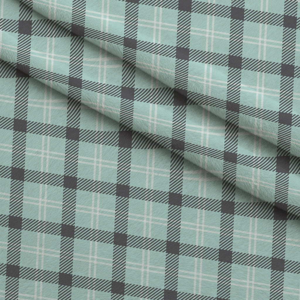 Seafoam Gingham Pattern 9 Fleece Fabric — fleece fabric folded close-up preview (mv-fleece-v1:lying)