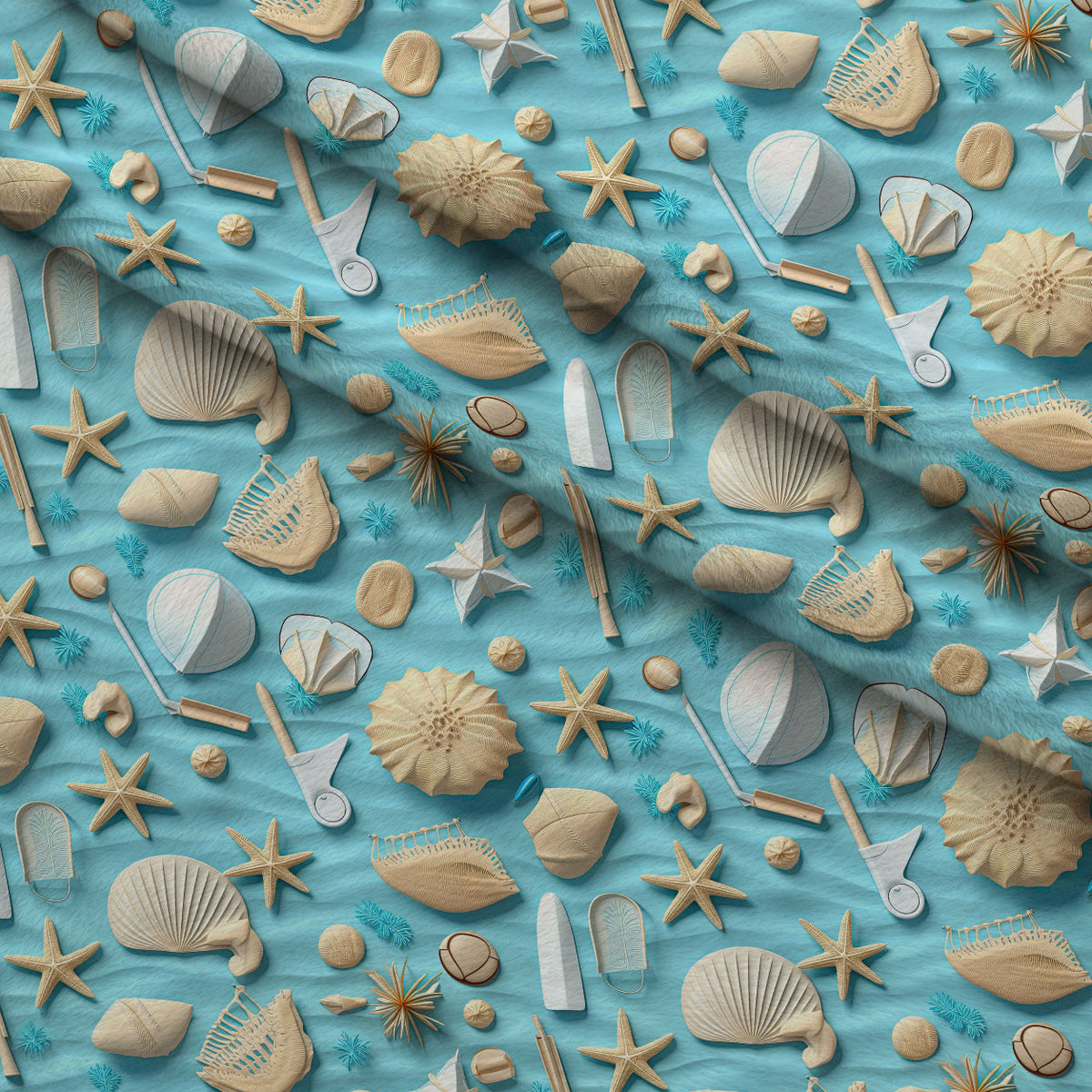 Seashell Shores Pattern 11 Fleece Fabric — fleece fabric folded close-up preview (mv-fleece-v1:lying)